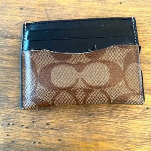 COACH Men ID Card Case Signature Tan one size Signature CC FAIR